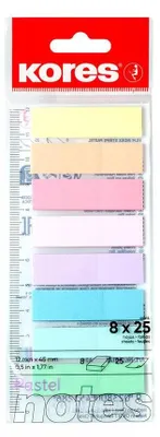 Productafbeelding van Kores Pastelkleurige bladwijzers/indexstrips voor linialen - 8 kleuren (25 stuks per kleur)
