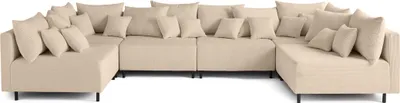 Image de Lisa Design Edinburg - canapé modulable panoramique 6 places - en velours côtelé , Beige