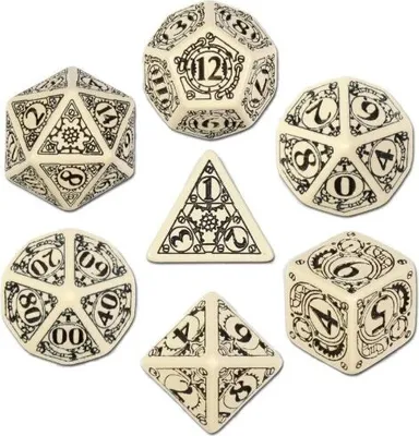 Produktbild von Steampunk Dice Beige/Black (7 Stk.)