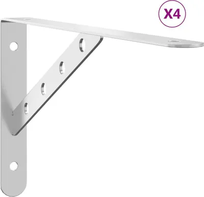 Produktbild von vidaXL Regalträger 4 Stk. 30x2,5x15,5 cm Silbern Edelstahl