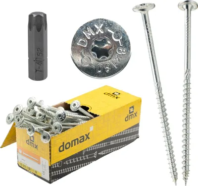 Zdjęcie produktu dla Domax wkręty z łbem walcowym do drewna ocynkowane na biało 10 x 400 mm 25 szt.