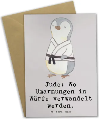 Produktbild von Mr. & Mrs. Panda Grußkarte Judo Umarmungen - Grau Pastell - Geschenk, Kampfkunst, Sportler, Sportart, Disziplin, Tradition, weihnachtskarten, hochzeitskarten, osterkarten