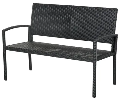 Productafbeelding van Tuinbank - Wicker Tuinbankje - Loungebank - Balkonset