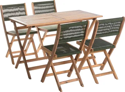Zdjęcie produktu dla BELIANI Zestaw mebli ogrodowych zielony drewno akacjowe prostokątny stół 120 x 60 cm 4 krzesła składane drewno akacjowe olejowane