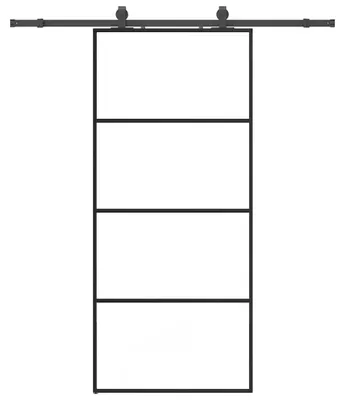 Image de vidaXL Porte coulissante avec ferrure noire 90x205 cm verre ESG