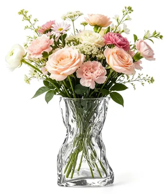 Glazen bloemenvaas 20 cm, transparent, für Wohnzimmer, Büro