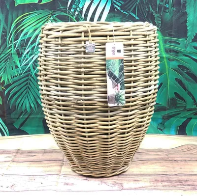 Produktbild von VAN DER LEEDEN DRYPOT® Rattan Pflanzkübel Grau Ø 40 cm - Sylter Körbe