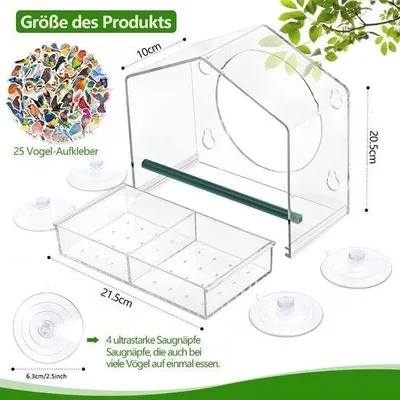 Obrázok produktu pre Priehľadné kŕmidlá pre vtáky na okná (akryl)