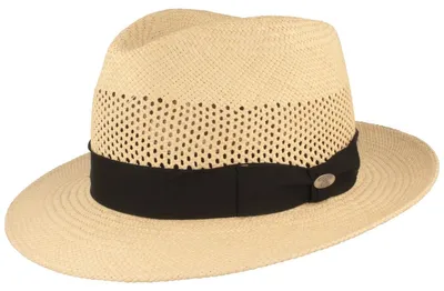 Mayser echter Netz Panama Strohhut Imperia in Bogart-Form in beige