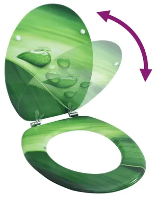 Immagine prodotto di vidaXL Sedile per wc con coperchio MDF design verde a goccia d'acqua