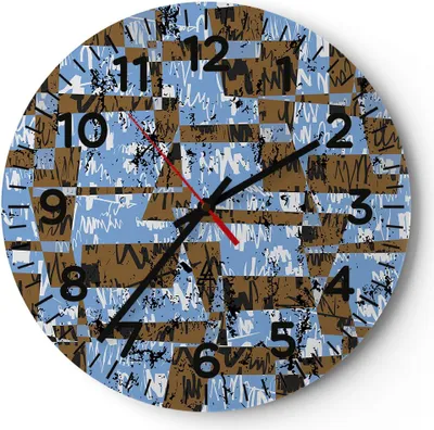 Produktbild von Wanduhr - Rund - Glasuhr - Abstraktion modern - 40x40cm - Schleichendes Uhrwerk - Lautlos - zum Aufhängen bereit - Dekoration Modern - Wanddekoration aus Glas - C4AR40x40-3729