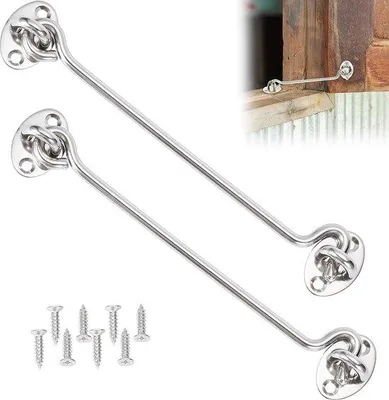 Immagine prodotto di 2 ganci anti-tempesta in acciaio con occhiello, chiavistelli tubolari, coperture per balconi, acciaio, 20 cm