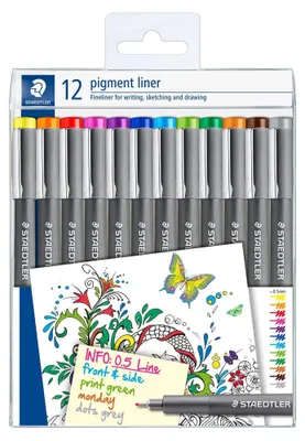 Produktbild von Staedtler pigment liner 0.5 in 12 Farben Etui