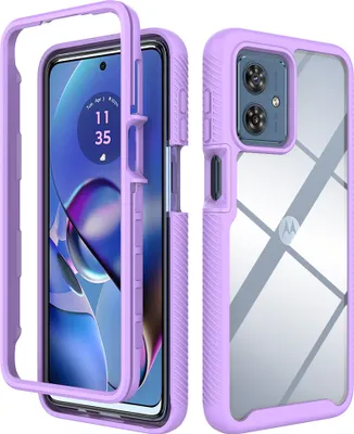 Obrázek produktu pro Moto G54 Pouzdro, Hybrid Průhledné Zadní Kryt, Robustní TPU Nárazník, Nárazuvzdorné Pouzdro pro Motorola Moto G54 Fialová