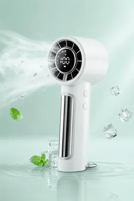 Produktbild von Tragbarer Handventilator mit LED Display,100 Geschwindigkeitsstufen,USB-C Aufhängbarer Lüfter mit 4000mAh Akku,Leise für Büro Reisen Outdoor