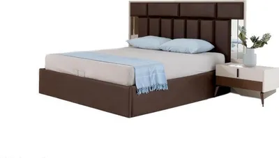Productafbeelding van Bed met opbergruimte, bedframe van hout, bruin, slaapkamer