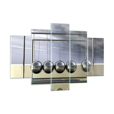 Produktbild von Bilder auf glas - Chrom Kugeln Wissenschaft - 150x100cm - Glasbilder - Wandbilder - Kunstdruck - zum Aufhängen bereit - Wanddekoration aus Glas - Glas Bilder - Wandbild auf Glas - GEA150x100-0252