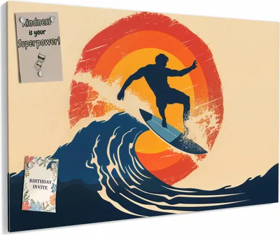 Produktbild von Magnettafel 60x40cm magnetisch & beschreibbar Metall-Board - Surferwelle