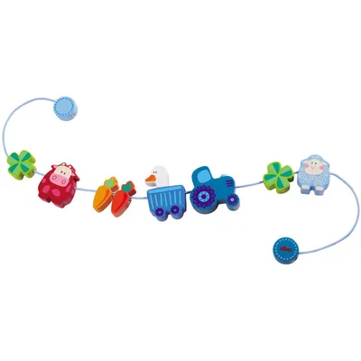 Produktbild von HABA Kinderwagenkette Muh & Mäh, Kinderwagen, Buche