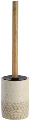 Image de TENDANCE | Brosse de toilettes - Porte-brosse de toilettes - Support pour brosse de toilettes - beige - 38 x 9 cm - en polyrésine - Ensemble de brosses - Accessoires de salle de bains - moderne - Pratique