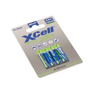 Image de XCell Micro Ni-MH 1,2 V 1 000 mAh AAA, lot de 4 piles en blister