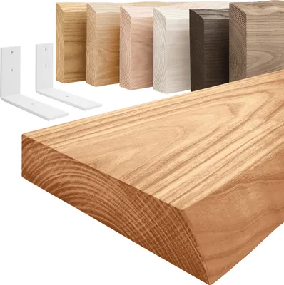 Produktbild von LAMO Manufaktur Wandregal Holz Baumkante  |  Regal Farbe: Dunkel | mit weißem Basic Regalträger | 160 cm