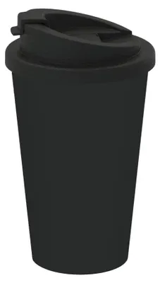 Obrázek produktu pro Hrnek na kávu "Premium Deluxe" Dvoustěnný termohrnek z plastu o objemu 350 ml - To-Go hrnek na kávu s víčkem Vyrobeno v Německu - černý