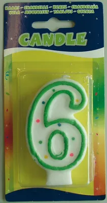 Produktbild von Zahlenkerze 6 farbig 7cm