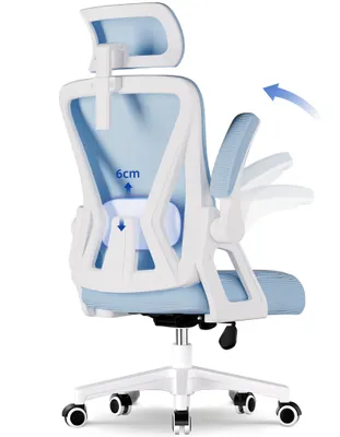 Produktbild von Marodic Bürostuhl Ergonomisch Schreibtischstuhl mit Verstellbarer Kopfstütze, Armlehnen, Lendenwirbelstütze Drehstuhl Chefsessel bis zu 150 kg Blau