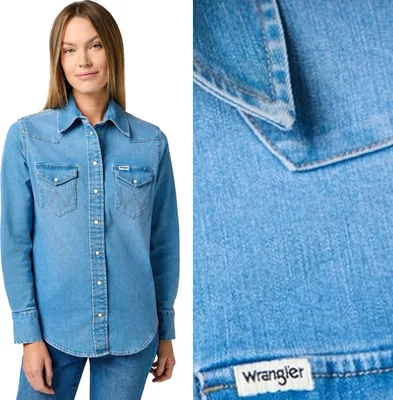 Immagine prodotto di WRANGLER Donna, Camicia WESTERN SHIRT, XS, Blu, camicie da uomo, , uomo