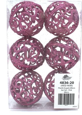 Produktbild von Weihnachts-Kugel 6cm glitzer 1 Set - 6 Kugeln pink