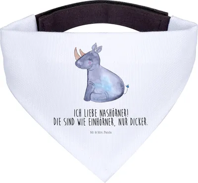 Produktbild von Mr. & Mrs. Panda Halstuch Hund Einhorn Nashorn - Weiß - Geschenk, Nashörner, Für Hunde, Unicorn, Lustig, Regenbogen, Hunde-Halstuch, Glitzer, Tuch, Zoo
