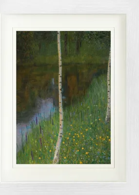 Produktbild von Gustav Klimt Gerahmtes Bild Mit Edlem Passepartout | Wand-Bilder | Im Bilderrahmen - Seeufer Mit Birken, 1901 (40 x 30 cm)