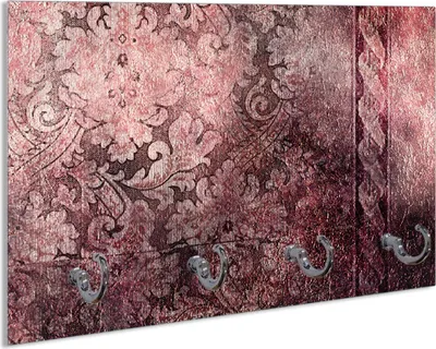 Produktbild von Wallario Schlüsselbrett aus Glas, Motiv: Schnörkelmuster in rot, 30 x 20 cm mit 4 Haken