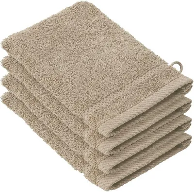 Produktbild von 4er-Set Waschlappen, Sandbeige, 25 x 25 cm