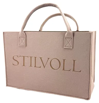 Produktbild von heimtexland ® Allzweck Filztasche Shopper Tasche Tragetasche Filz Einkaufstasche Einkaufskorb XL Shopping Bag Henkeltasche Typ717 Beige Stilvoll