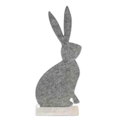 Produktbild von Hase aus Filz stehend auf Holzfuß Dekoartikel Osterdeko 20x6x51cm