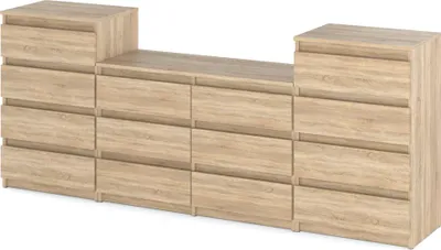 Zdjęcie produktu dla Komoda 14 Szuflad Duża Szafka Rtv 220Cm Nowoczesna Meblościanka Dąb Sonoma