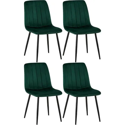 Produktbild von CLP 4er Set Stühle Dijon mit Lehne grün Material Samt