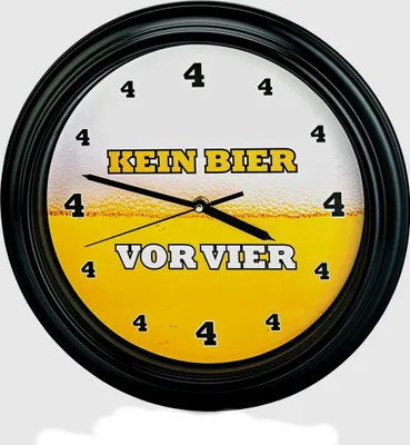 Produktbild von Kein Bier vor Vier Wanduhr mit Biersound - Wohnzimmeruhr Küchenuhr