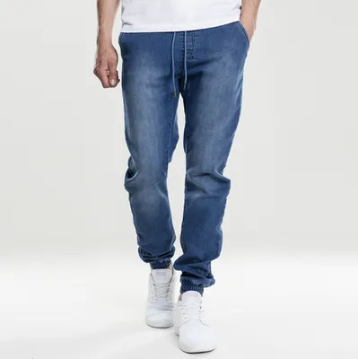 Image de Pantalon de jogging en denim tricoté Urban Classics, bleu délavé - L
