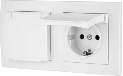 Productafbeelding van Inbouw stopcontact - Dubbel wandcontactdoos - Vochtige ruimtes - Steekklemsysteem - IP44 - Wit