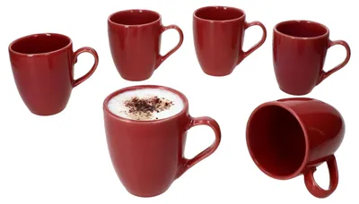Produktbild von Mäser 6x Natural Kaffeebecher 270ml rot Steingut 6 Pers Tee-Tasse Kakao-Becher