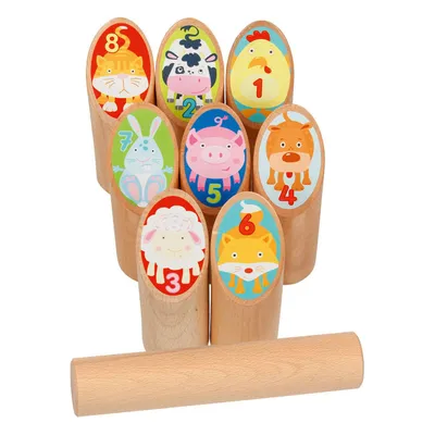 Produktbild von GoKi Wikinger Tier Kubb, im Baumwollbeutel