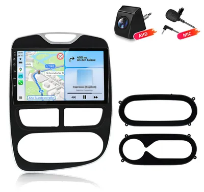 Zdjęcie produktu dla Radio samochodowe 4+64GB z kamerą i mikrofonem, przeznaczone do Renault Clio 4 (2012-2016), obsługujące CarPlay, Android Auto, WiFi, GPS, nawigację, RDS, DSP, DAB+, Bluetooth, o przekątnej 10 cali