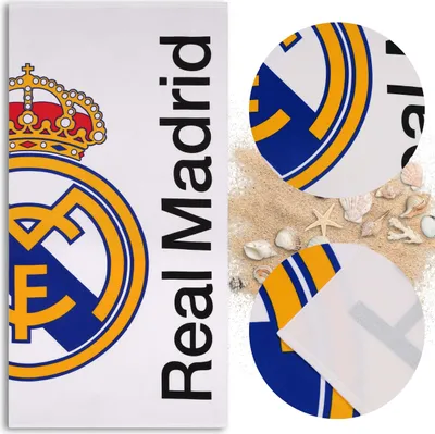 Produktbild von Real Madrid SCHNELLTROCKNENDES Strandhandtuch, Badetuch für Fußballfans, GROß, weiß FÜR DEN STRAND