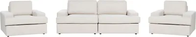 Zdjęcie produktu dla BELIANI Zestaw wypoczynkowy jasnobeżowy tapicerowana poliestrowa 5-osobowy sofa fotel z poduszkami oparciowymi klasyczny styl design kanapa do salonu