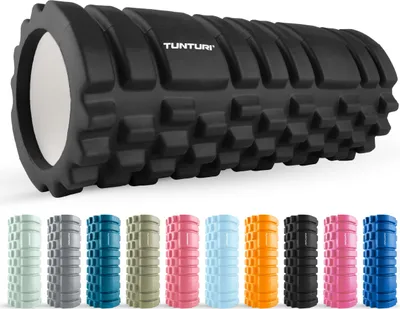 Produktbild von Tunturi Yoga Grid Foam Roller - fazienrolle rücken wirbelsäule - 33 cm lang in Schwarz- fitness rolle - Rücken rolle - Inkl. e Fitness-App