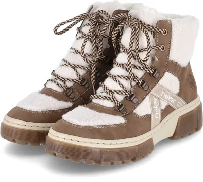 Produktbild von Rieker Damen Winterstiefeletten Beige Weiß Teddy Größe: 41