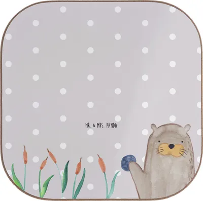 Produktbild von Mr. & Mrs. Panda Untersetzer für Gläser Otter Stein - Grau Pastell - Geschenk, Seeotter See, Teeuntersetzer, Neugierig, Coaster, Tischuntersetzer, Pflanzen, Glas, Grüßen